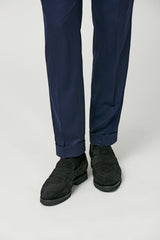 Loro Piana LIGHTMOVE Navy Blue Stretch Wool & Silk Hopsack