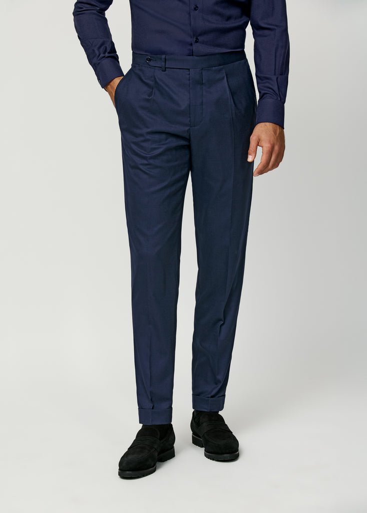 Trousers Loro Piana LIGHTMOVE Navy Blue Stretch Wool & Silk Hopsack
