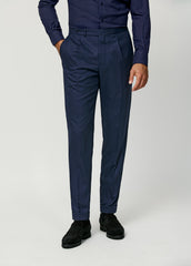 Loro Piana LIGHTMOVE Navy Blue Stretch Wool & Silk Hopsack