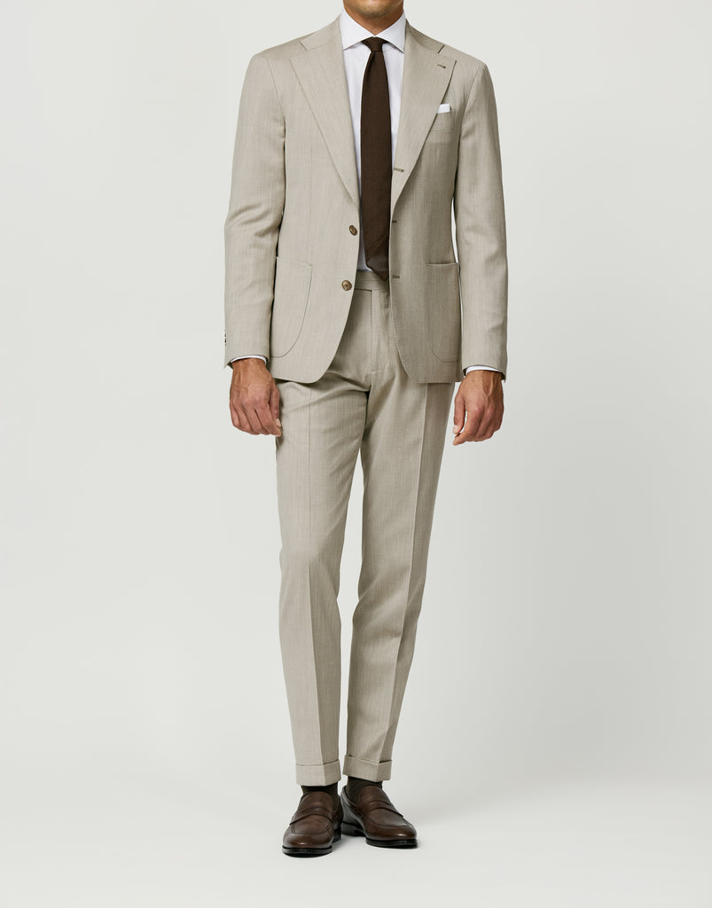 Loro Piana JERSELY Oatmeal Jersey Stretch Wool, Silk & Linen Twill