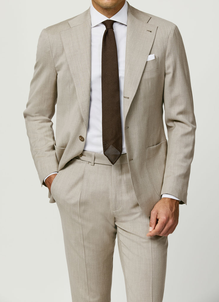 Loro Piana JERSELY Oatmeal Jersey Stretch Wool, Silk & Linen Twill