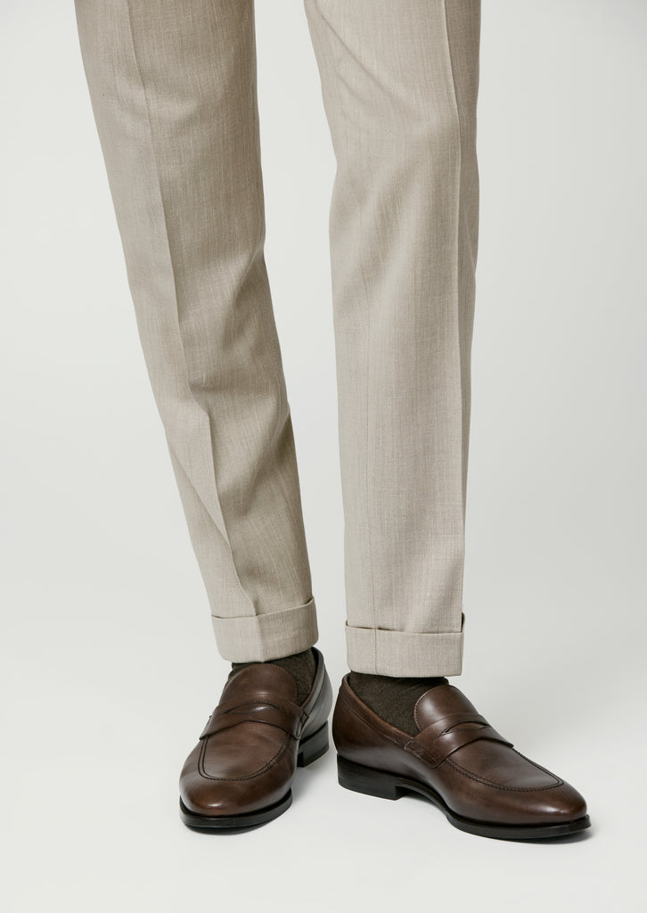 Trousers Loro Piana JERSELY Oatmeal Jersey Stretch Wool, Silk & Linen Twill
