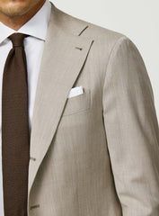 Loro Piana JERSELY Oatmeal Jersey Stretch Wool, Silk & Linen Twill