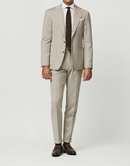 Loro Piana JERSELY Oatmeal Jersey Stretch Wool, Silk & Linen Twill