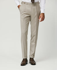 Trousers Loro Piana JERSELY Oatmeal Jersey Stretch Wool, Silk & Linen Twill