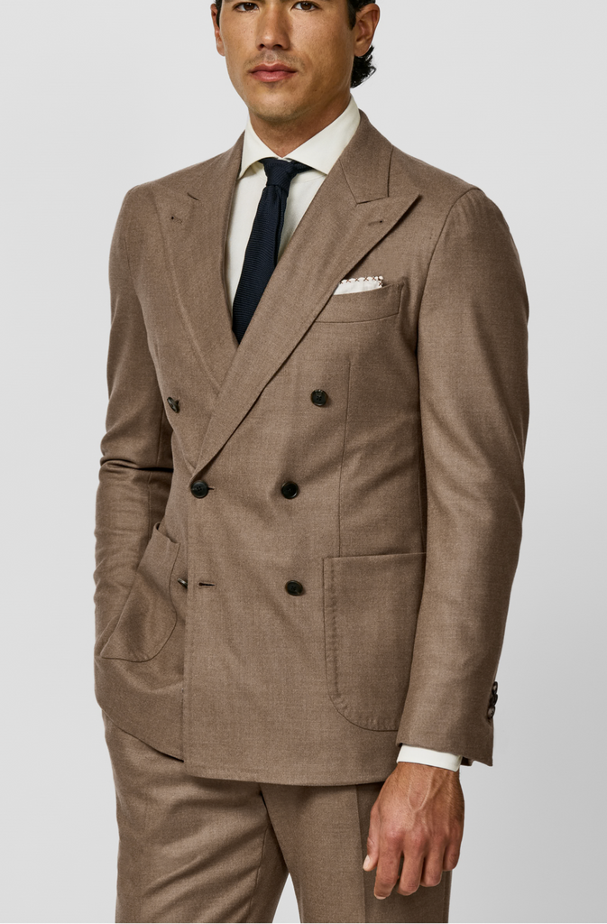 Loro Piana JERSELY Soft Caramel Stretch Brushed Wool Twill