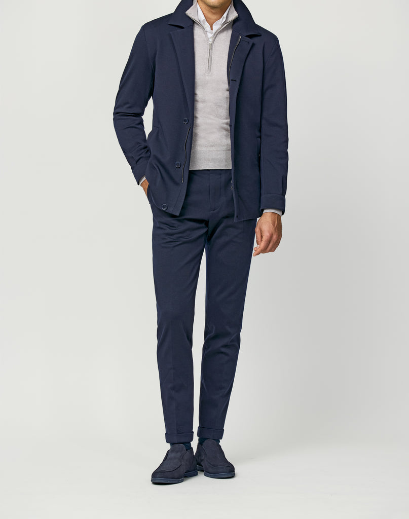 ZELANDER Midnight Blue Stretch Knit Wool Blend
