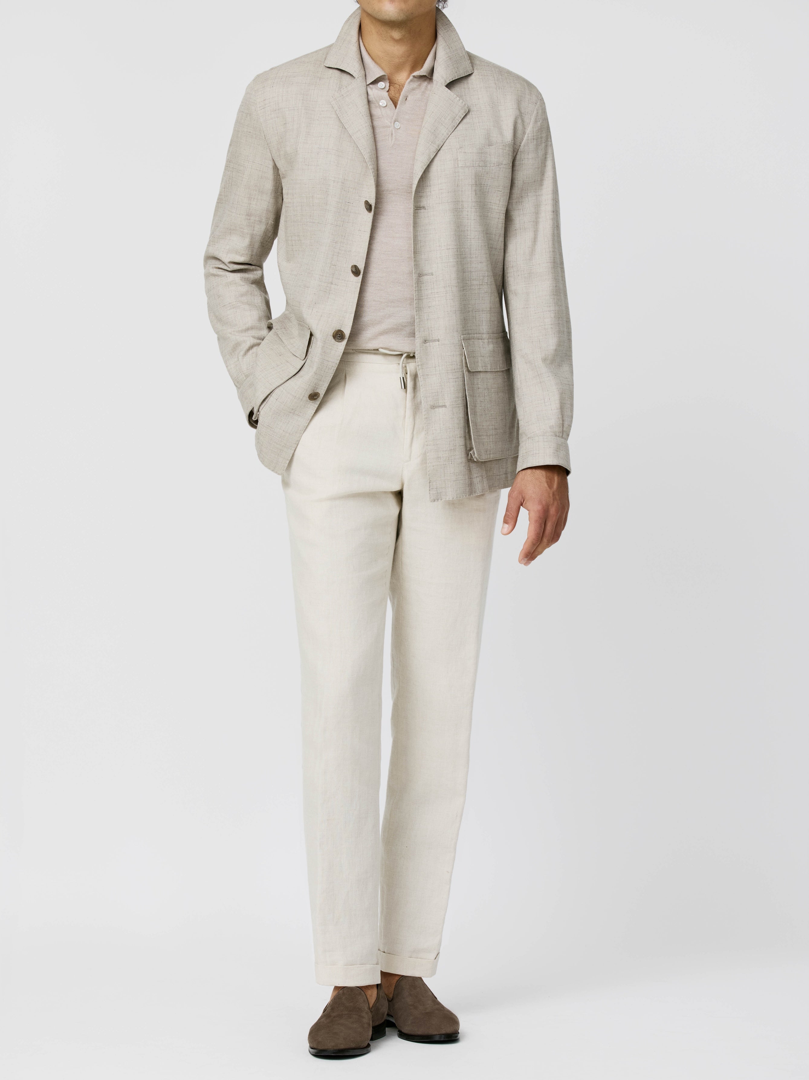 Loro Piana JERSELY Sand Stretch Wool, Silk & Linen Basketweave