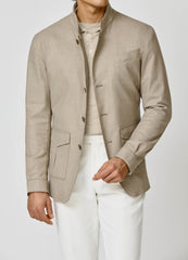 Carlo Barbera Light Beige Wool & Lycra Stretch Doppio Batavia Twill