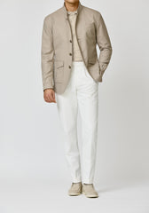 Carlo Barbera Light Beige Stretch Wool Blend Twill