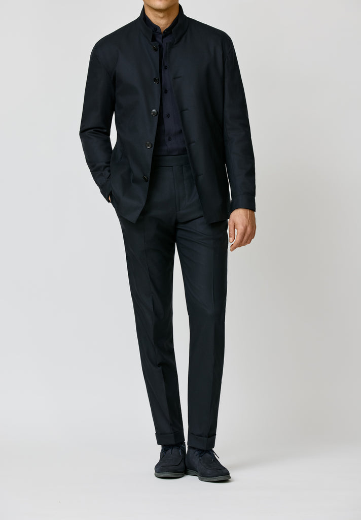 Carlo Barbera Midnight Blue Stretch Wool Blend Twill