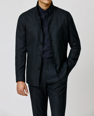 Carlo Barbera Midnight Blue Stretch Wool Blend Twill
