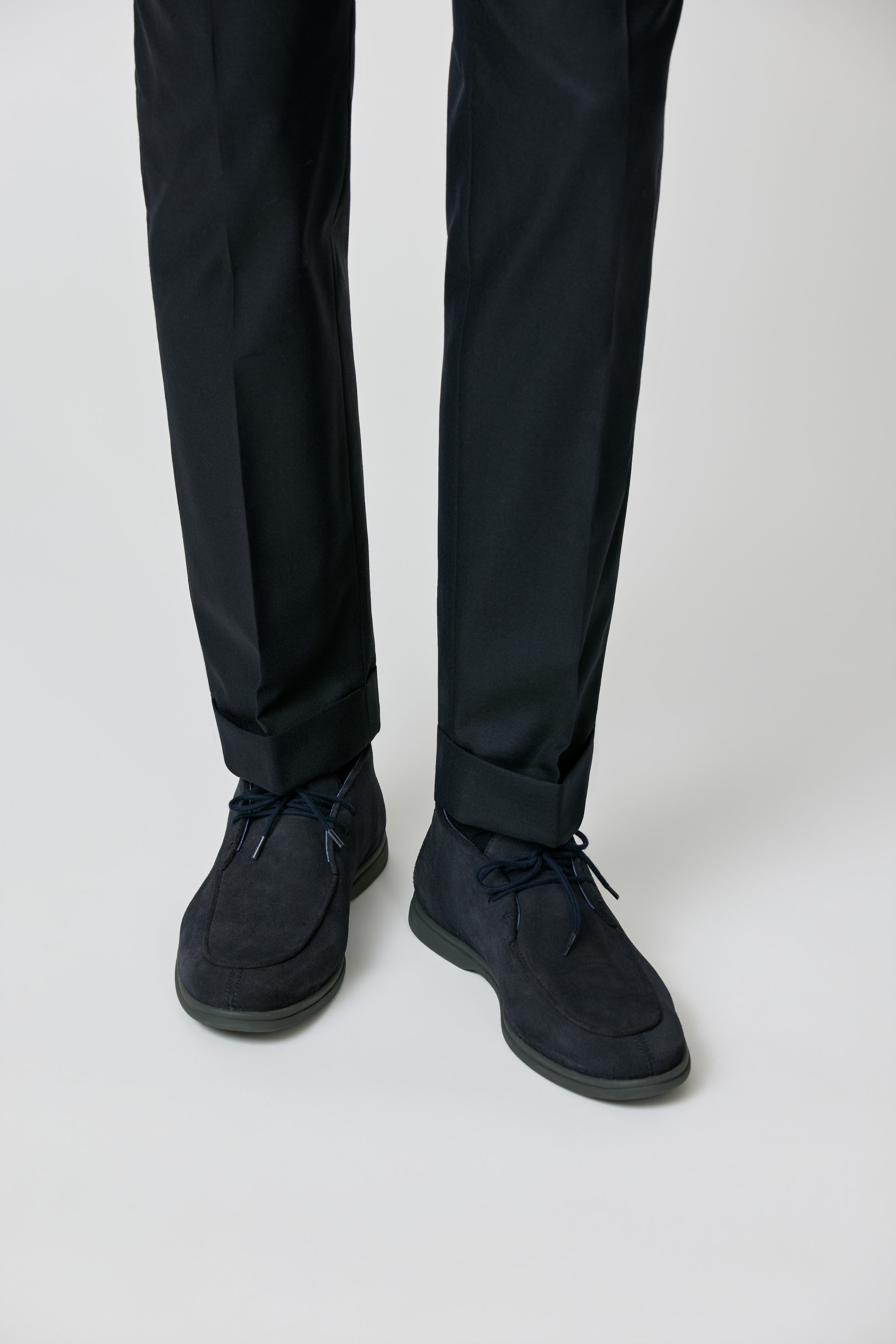 City Loafer Mid Top with Laces Midnight Blue Suede