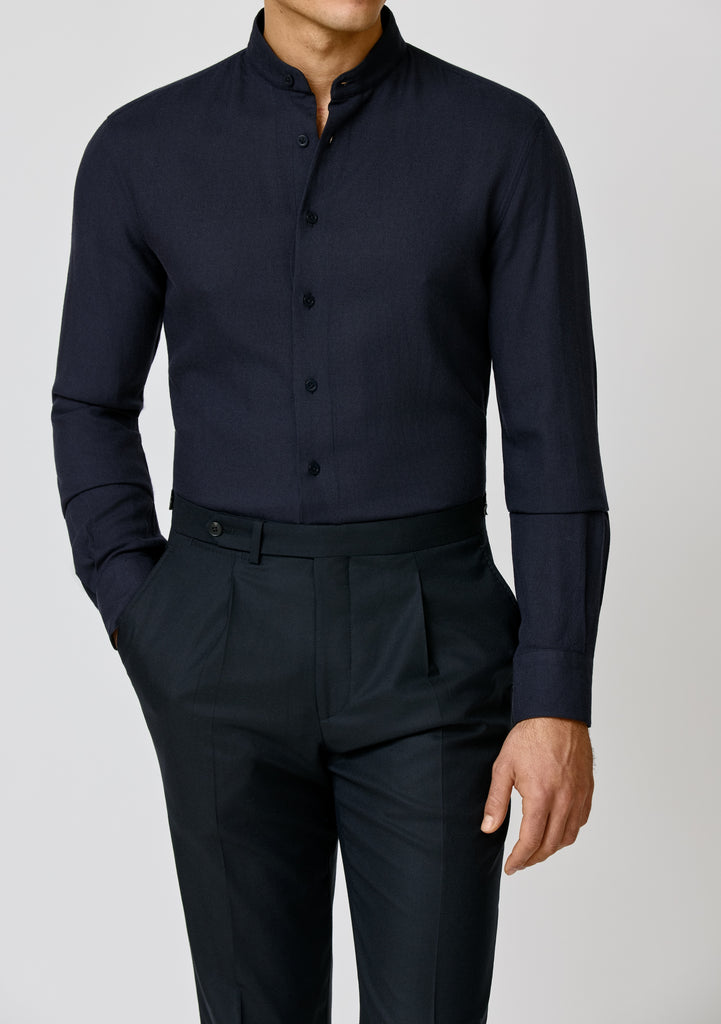 Carlo Barbera Midnight Blue Stretch Wool Blend Twill