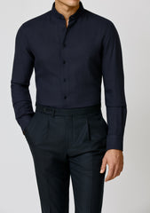 Carlo Barbera Midnight Blue Stretch Wool Blend Twill
