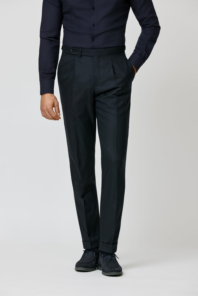 Carlo Barbera Midnight Blue Stretch Wool Blend Twill