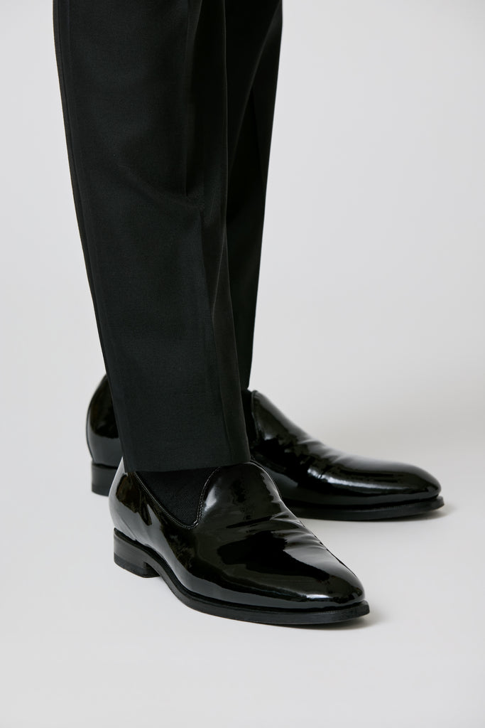 Black Patent Calf Blake Tuxedo Plain Tip Loafers