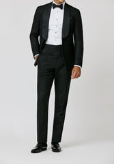 Carlo Barbera Black Stretch Wool Blend Twill