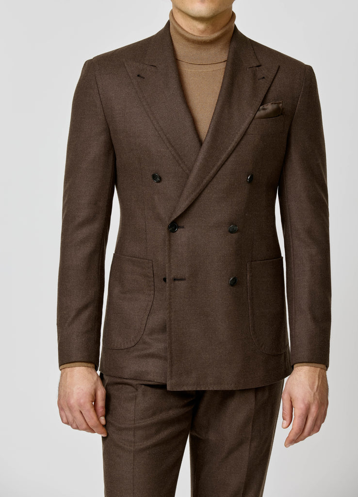 JERSELY Dark Caramel Stretch Brushed Merino Wool Twill