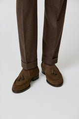 Trousers JERSELY Dark Caramel Stretch Brushed Merino Wool Twill