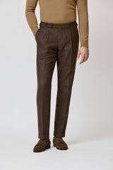 JERSELY Dark Caramel Stretch Brushed Merino Wool Twill