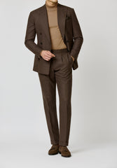 JERSELY Dark Caramel Stretch Brushed Merino Wool Twill