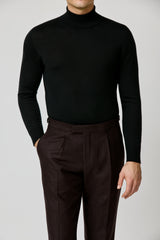 JERSELY Chocolate Brown Stretch Brushed Wool Twill