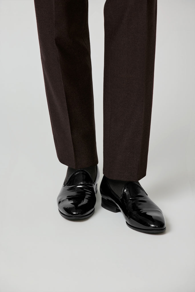 Black Patent Calf Blake Tuxedo Plain Tip Loafers
