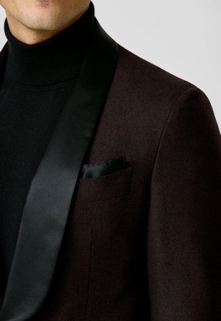 JERSELY Chocolate Brown Stretch Brushed Wool Twill