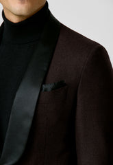 JERSELY Chocolate Brown Stretch Brushed Wool Twill