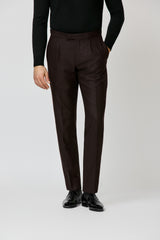 JERSELY Chocolate Brown Stretch Brushed Wool Twill