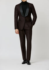 JERSELY Chocolate Brown Stretch Brushed Wool Twill