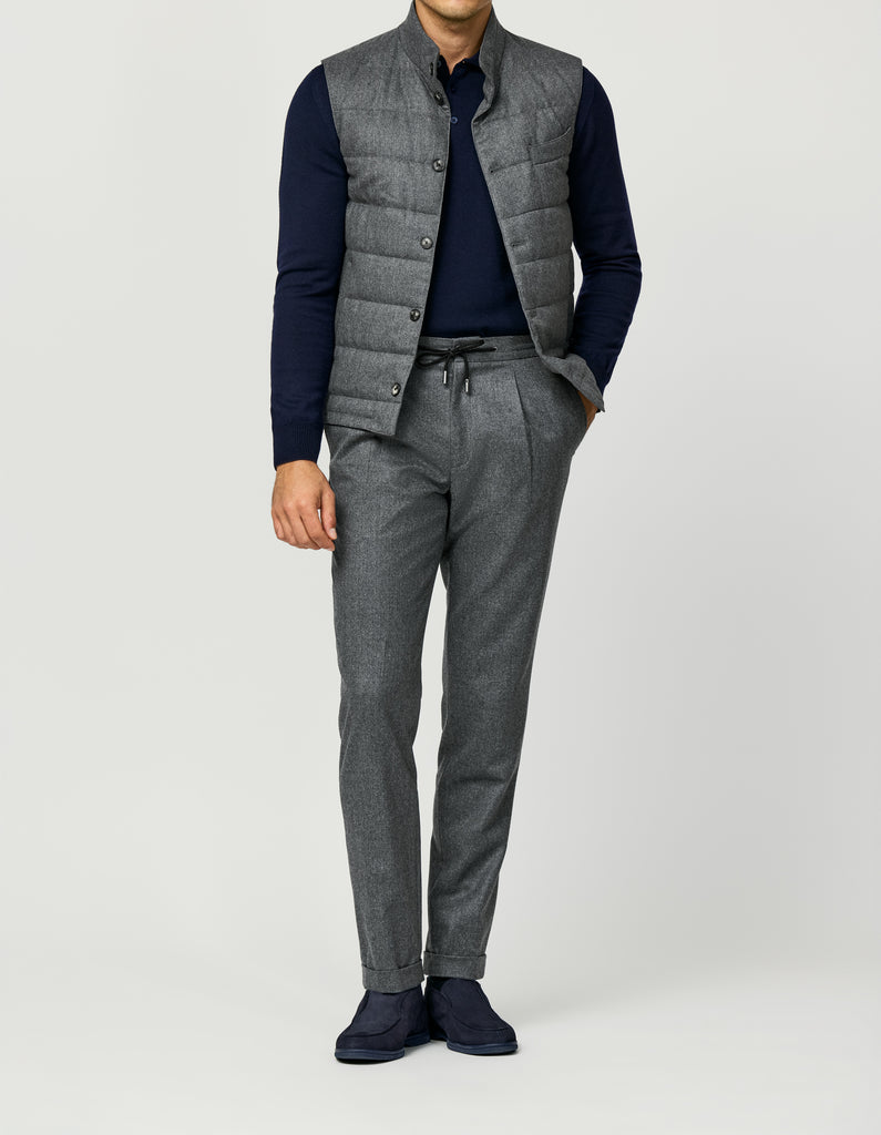 Barberis Canonico Heathered Grey Flannel S120 Merino Wool with Natural Stretch