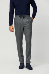 Trousers Barberis Canonico Heathered Grey Flannel S120 Merino Wool with Natural Stretch