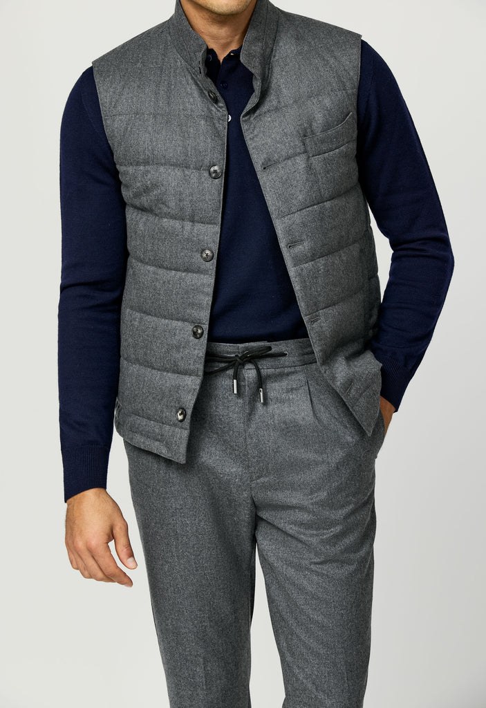 Vest / Bodywarmer Barberis Canonico Heathered Grey Natural Stretch S120 Wool Flannel