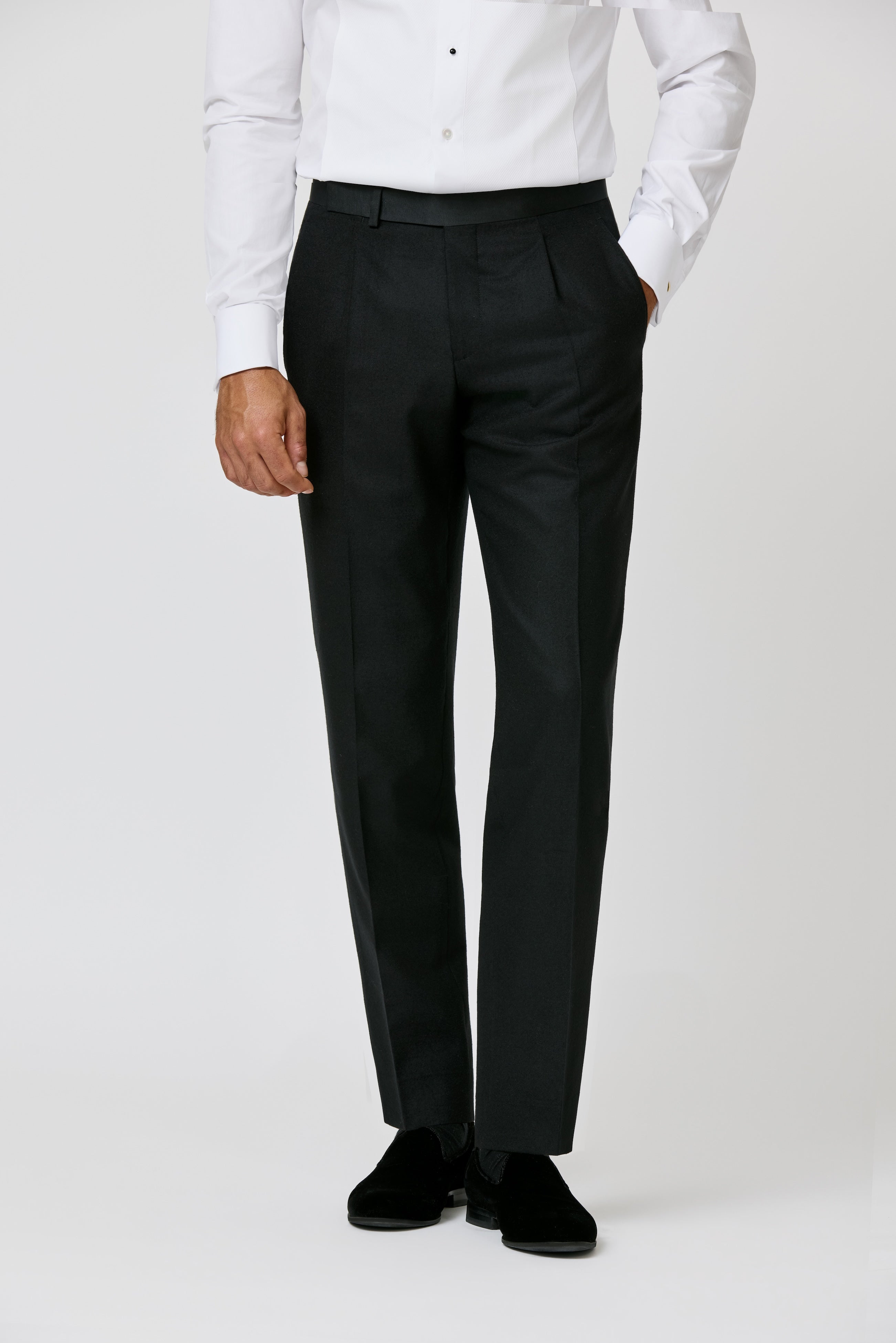 Trousers JERSELY Black Stretch Brushed Wool Twill