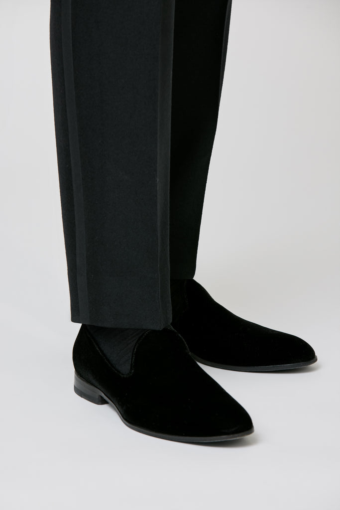 Black Velvet Plain Toe Blake Light Loafers