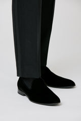 Black Velvet Plain Toe Blake Light Loafers