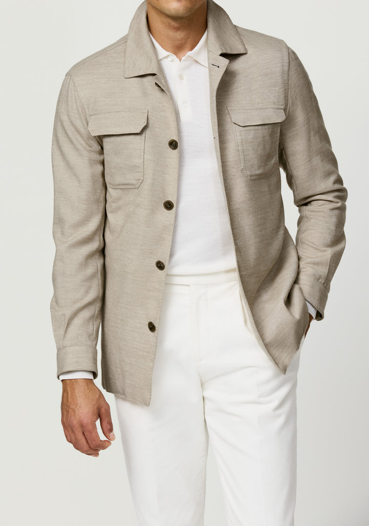 Carlo Barbera Oatmeal Wool, Lyocell & Cashmere Soft Stretch Twill
