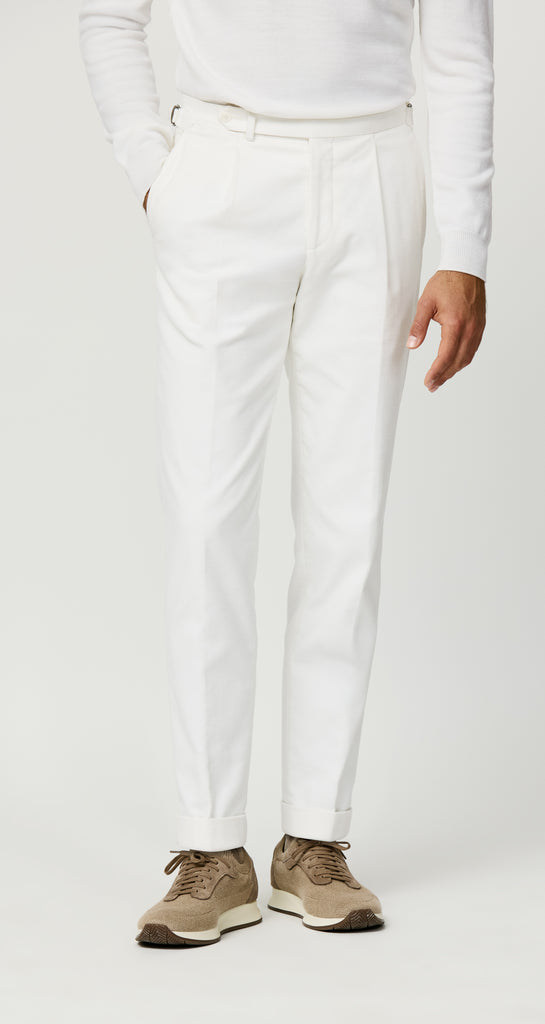 Olimpias Trousers Olimpias Moleskin Off White Lightweight Stretch Cotton