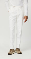 Olimpias Trousers Olimpias Moleskin Off White Lightweight Stretch Cotton