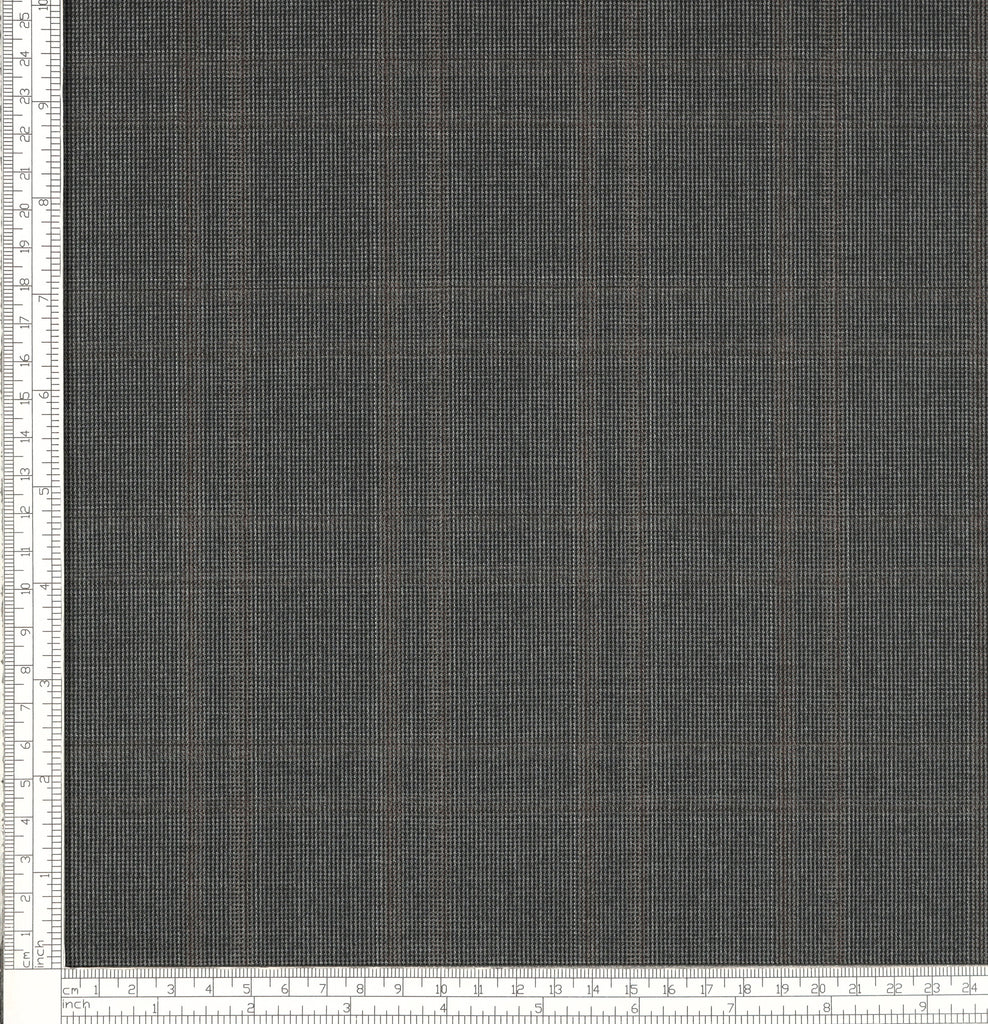 Winter Australis Super 150s Pure Native Australian Merino Wool Mid Grey Faux Uni Subtle Brown & Grey Check