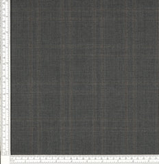Super 150s Pure Native Australian Merino Wool Mid Grey Faux Uni Subtle Brown & Grey Check