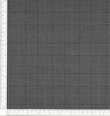 Super 150s Pure Native Australian Merino Wool Grey Prince of Wales Glencheck & Blue Windopane
