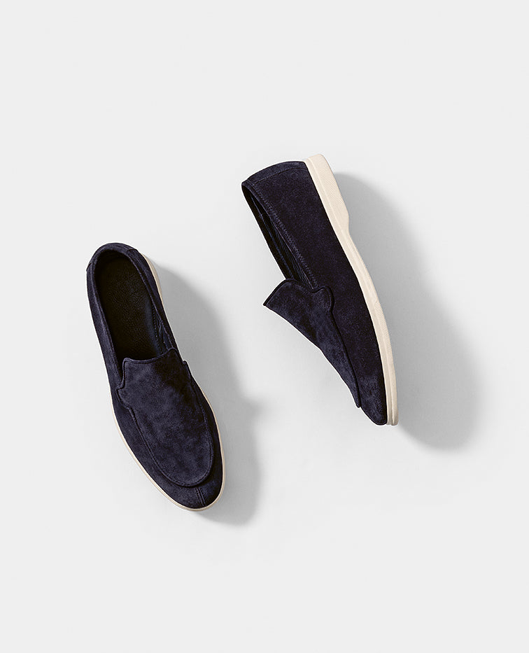 Midnight Blue Suede Mid Top Laced City Loafers