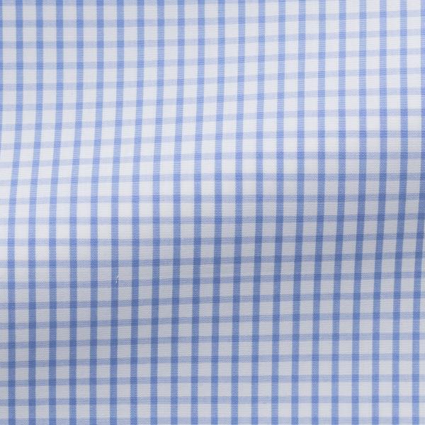 Albini Lightweight Cotton White with Medium Blue Small Checks