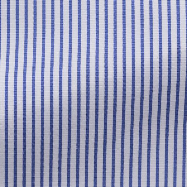 Albini Poplin Medium Blue Chalk Stripes