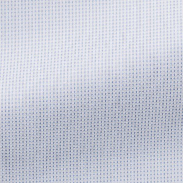 Albini Two Ply Cotton White with Light Blue Micro Dots