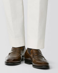Formal Round Penny Loafers Nubuck Hand Painted Chocolate Brown