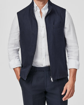 Olmetex Midnight Blue Lightweight Bonded Stretch Water-Repellent Technical Lightweight Vest / Bodywarmer